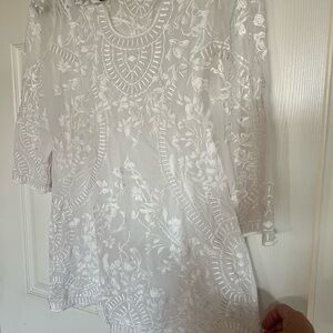White House Black Market shimmery embroidered blouse